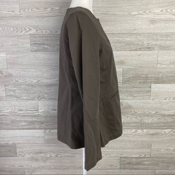 Eileen Fisher Khaki Round Collar Utility Jacket - Picture 5 of 9